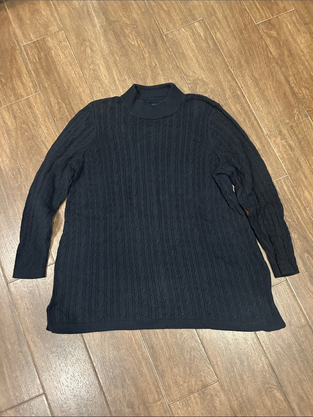 Lands End Black Mock Turtleneck Sweater